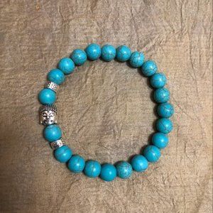 Blue turquoise beads buddha bracelet